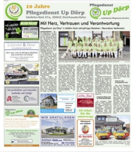 Bild der Zeitungsanzeige im Sonntagsreport am 01.08.2026